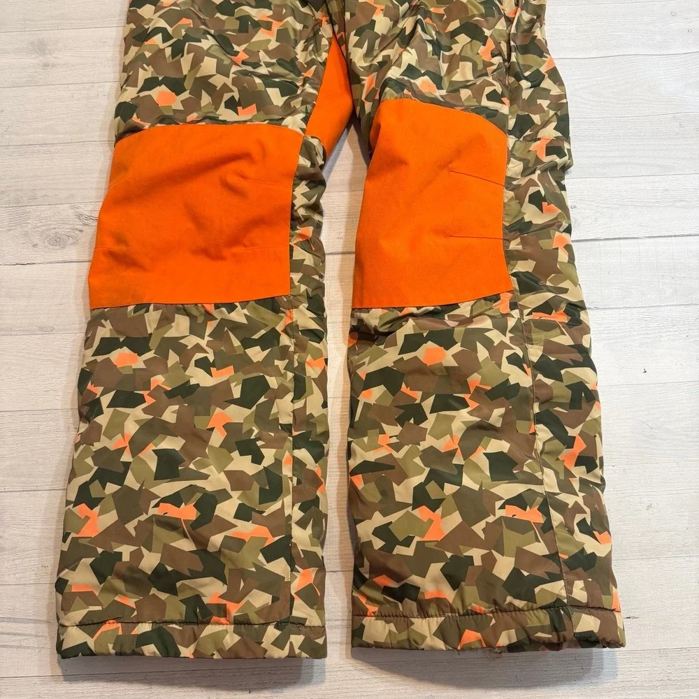 Lands' End kids insulated snow jacket and and snow bibs green orange geo XL14/16
